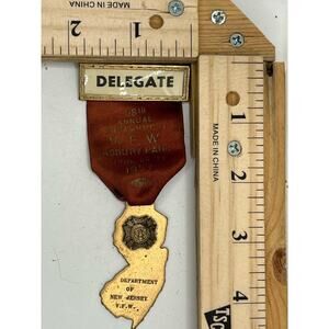 Vintage 1955 VFW NJ Delegate Ribbon Medal 36th Annual Encampment Asbury Park